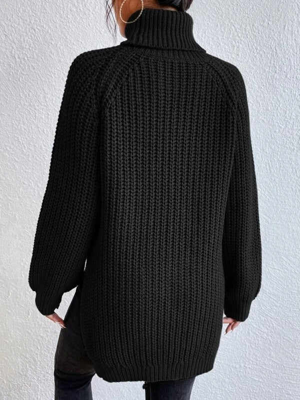 Nicole - Svart Långärmad tröja med hög turtleneck och ribbad passform