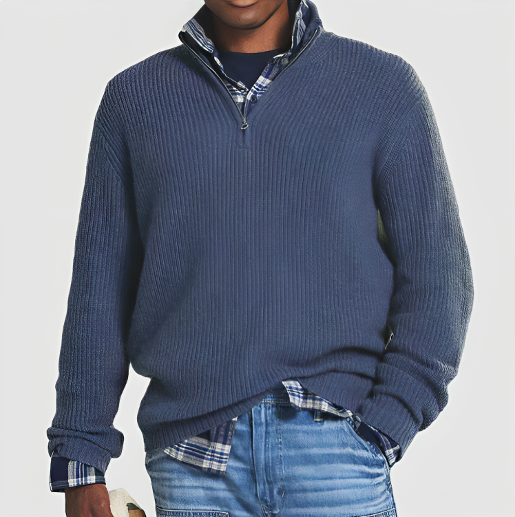 Henry - Business casual pullover för män med dragkedja